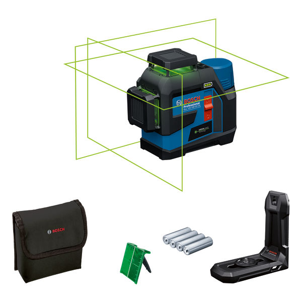 BOSCH GLL 12V-100-33 CG 3X360 YEŞİL LAZER + LB10 MANYETİK TUTUCU (KARTON KUTU) PİLLİ