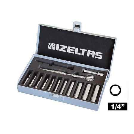 İZELTAŞ 1/4" ALTI KÖŞE DERİN LOKMA ANAHTAR TAKIMI 14 PC