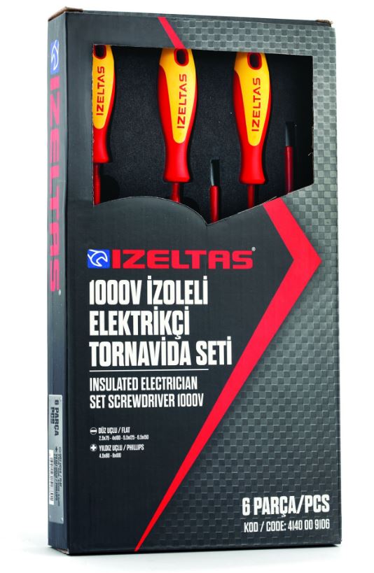 İZELTAŞ ELEKTRİKÇİ İZOLE TORNAVİDA SETİ 1000V 6 PARÇA