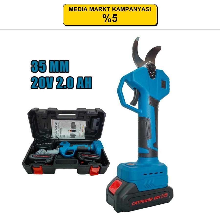 CATPOWER AKÜLÜ BUDAMA MAKASI 35MM Lİ-İON 20V 2X2.0 AH AKÜ