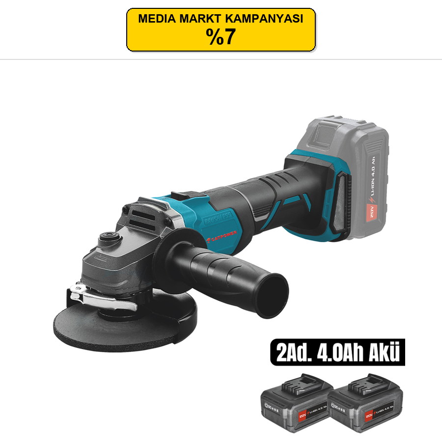 CATPOWER KÖMÜRSÜZ AKÜLÜ AVUÇ TAŞLAMA Lİ-İON (SET) 20V 2X4.0 AH