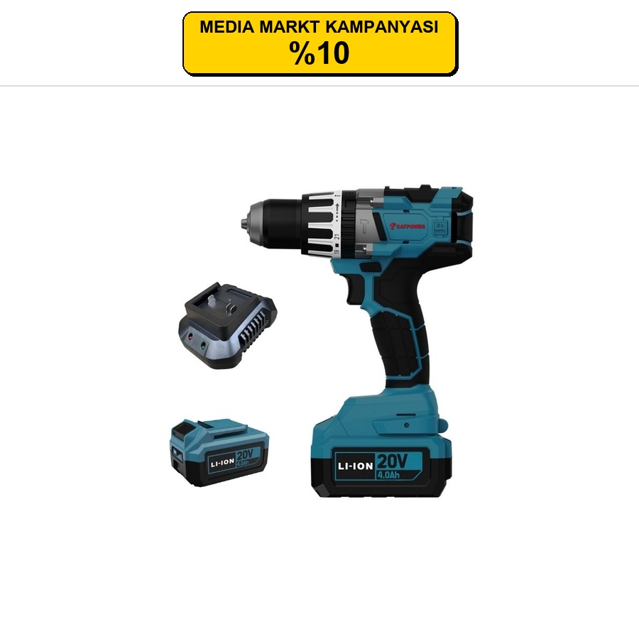 CATPOWER KÖMÜRSÜZ AKÜLÜ DARBELİ VİDALAMA Lİ-İON 120NM 13MM 20V 2X 4.0 AH AKÜ