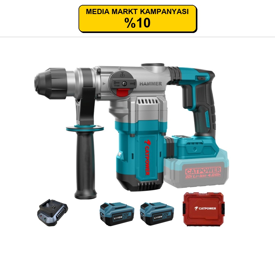 CATPOWER KÖMÜRSÜZ AKÜLÜ SDS PLUS KIRICI DELİCİ 2,7J (SET) 20V 2X4.0 AH