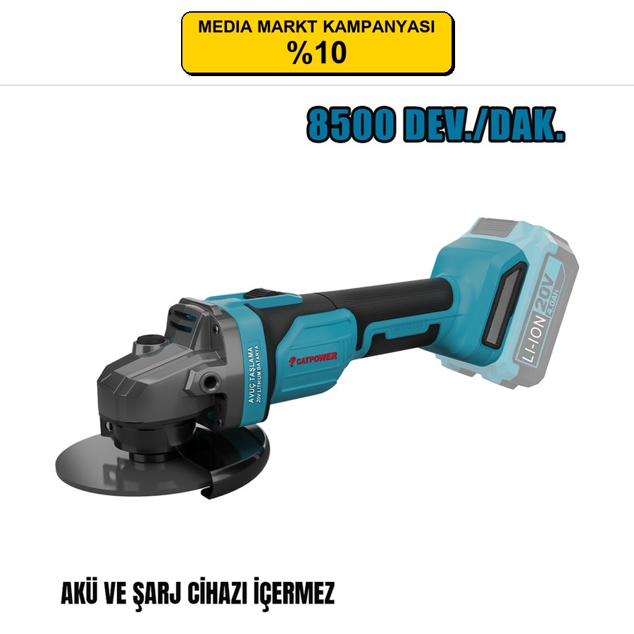 CATPOWER KÖMÜRSÜZ AKÜLÜ AVUÇ TAŞLAMA 125MM Lİ-İON 20V AKÜSÜZ (SOLO)