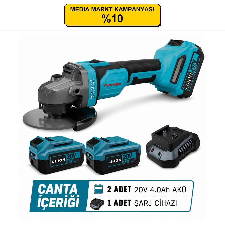 CATPOWER KÖMÜRSÜZ AKÜLÜ AVUÇ TAŞLAMA Lİ-İON (SET) 20V 2X4.0 AH