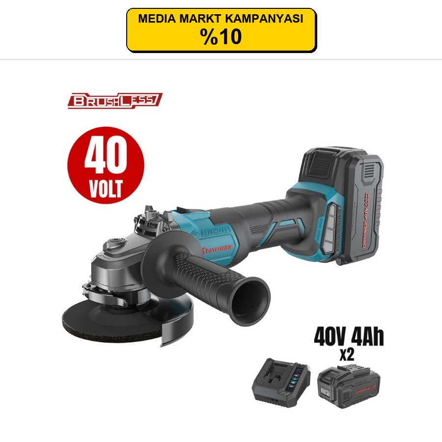 CATPOWER KÖMÜRSÜZ AKÜLÜ AVUÇ TAŞLAMA 115 MM (SET) 40V 2X4.0 AH