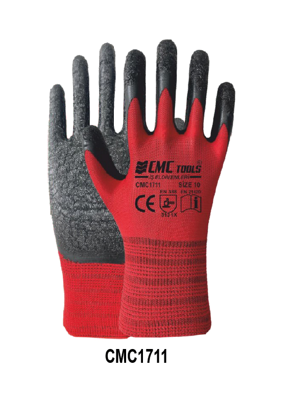 CMC LATEX ELDİVEN KIRMIZI-SİYAH 1/2 NO:10