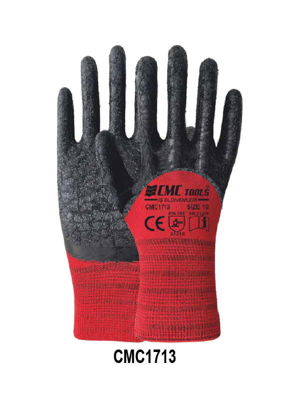 CMC LATEX ELDİVEN KIRMIZI-SİYAH 3/4 NO:10