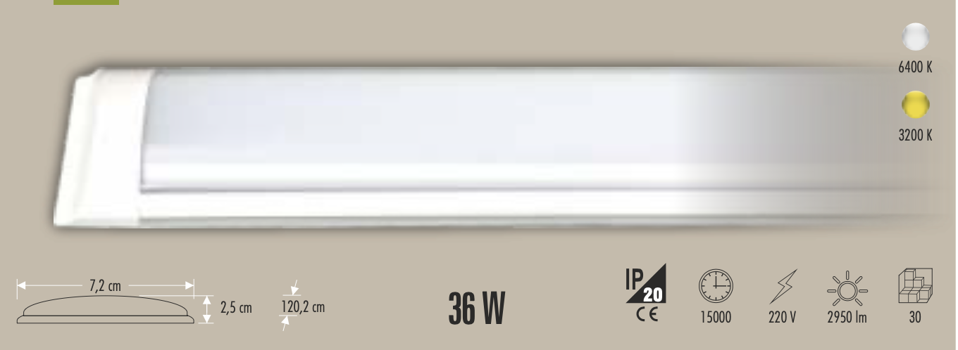 CATA 36W YATAY LEDLİ BANT ARMATÜR (BEYAZ)