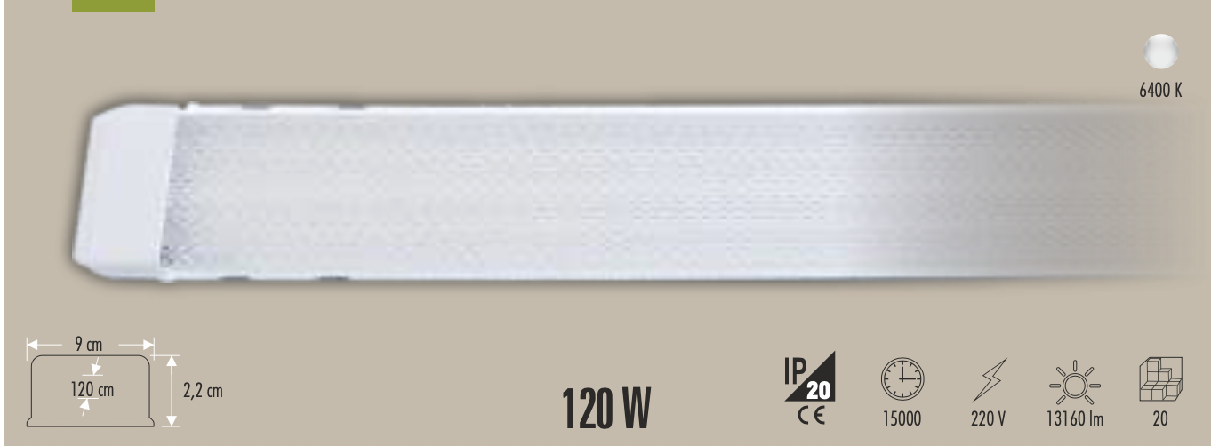 CATA 120W KRISTAL YATAY BANT ARMATÜR (BEYAZ)