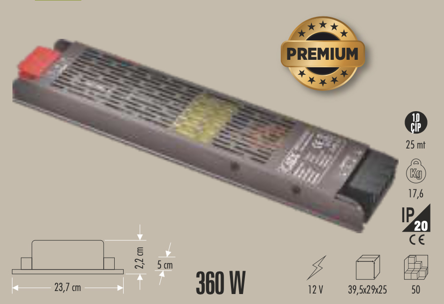 CATA 30 AMPER ŞERİT LED TRAFOSU ( 360W ) (SLİM-FANSIZ)