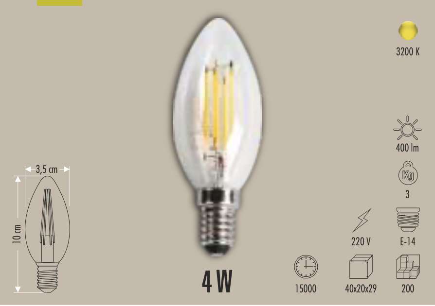 CATA 4W LED FİLAMENT BUJİ AMPUL (GÜNIŞIĞI)