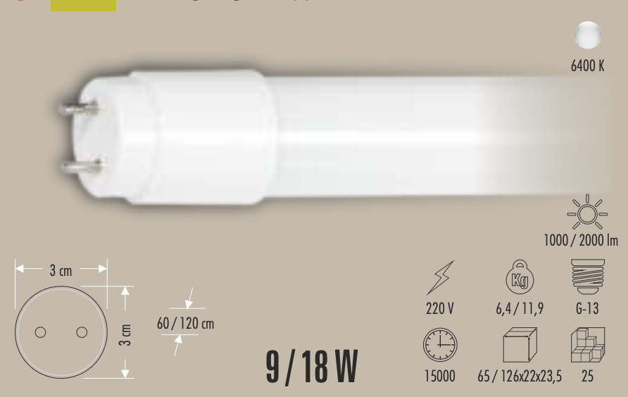 CATA 18W LEDLİ FLORESAN (BEYAZ) 120 CM