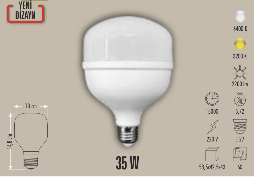 CATA 35W TORCH LED AMPUL (E-27) (BEYAZ)
