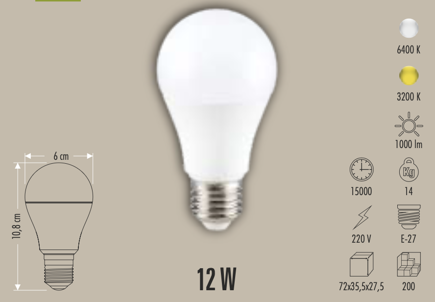 CATA 12W LED AMPUL (E27) (BEYAZ)
