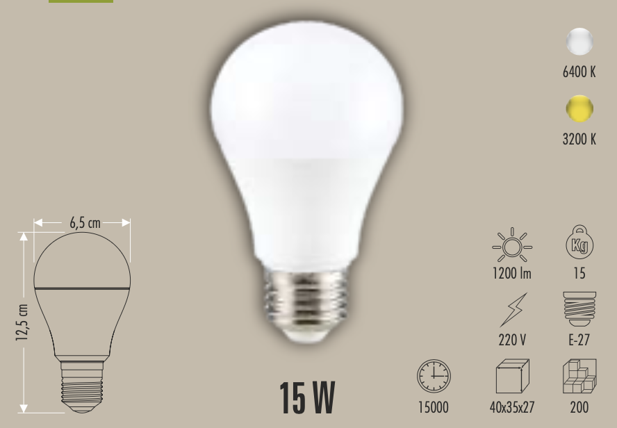 CATA 15W LED AMPUL (E27) (BEYAZ)