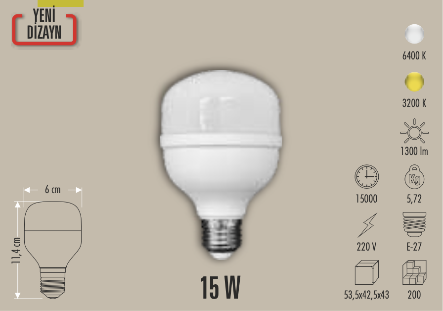 CATA 15W TORCH LED AMPUL (E27) (BEYAZ)