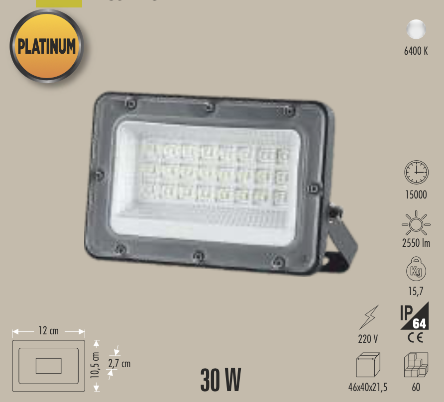 CATA 30W PLATINUM LED PROJEKTÖR (BEYAZ)