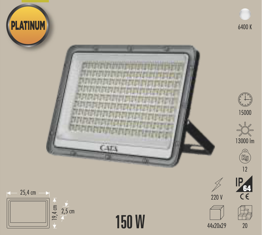 CATA 150W PLATINUM LED PROJEKTÖR (BEYAZ)