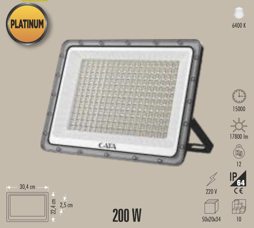 CATA 200W PLATINUM LED PROJEKTÖR (BEYAZ)
