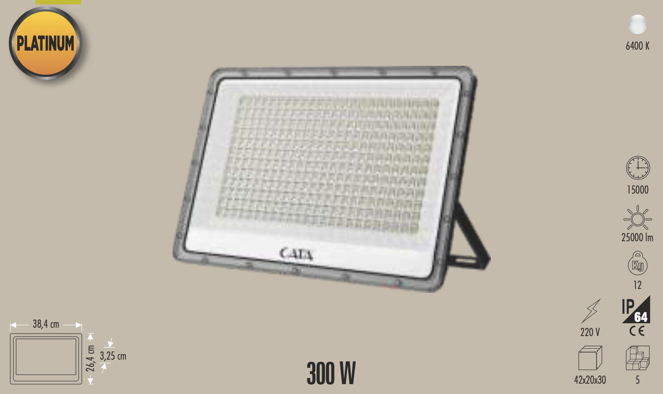CATA 300W PLATINUM LED PROJEKTÖR (BEYAZ)