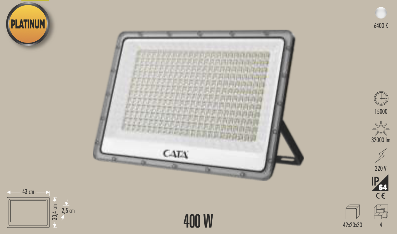 CATA 400W PLATINUM LED PROJEKTÖR (BEYAZ)