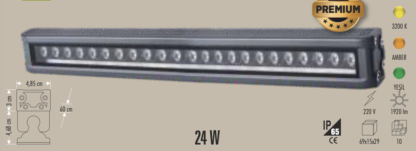 CATA 24W GOLD WALL WASHER( 60 CM)(GÜNIŞIĞI)