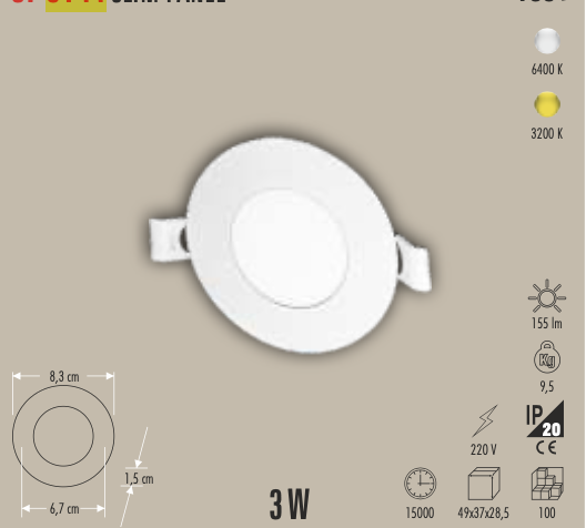 CATA 3W SLİM PANEL (BEYAZ)