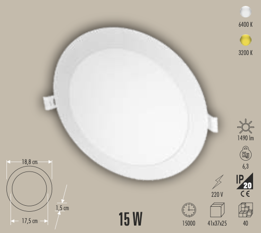 CATA 15W SLİM PANEL (BEYAZ)