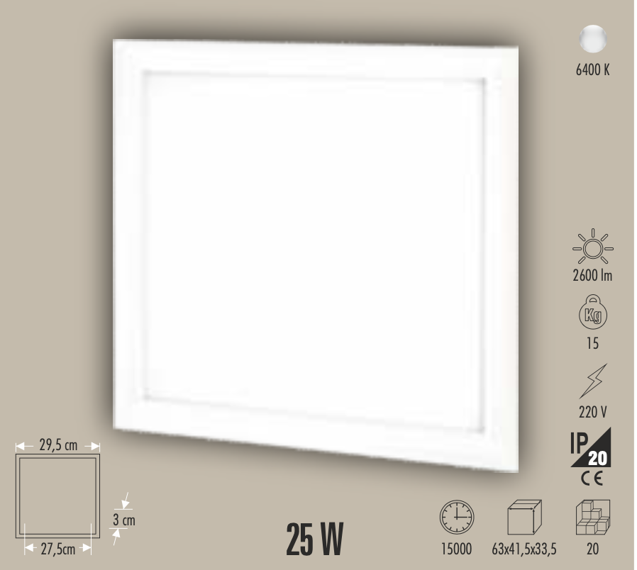 CATA 25W LED PANEL( 30X30 ) ( BEYAZ )
