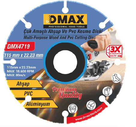 DMAX AHŞAP VE PVC KESME DİSKİ 115MMX22-23MM