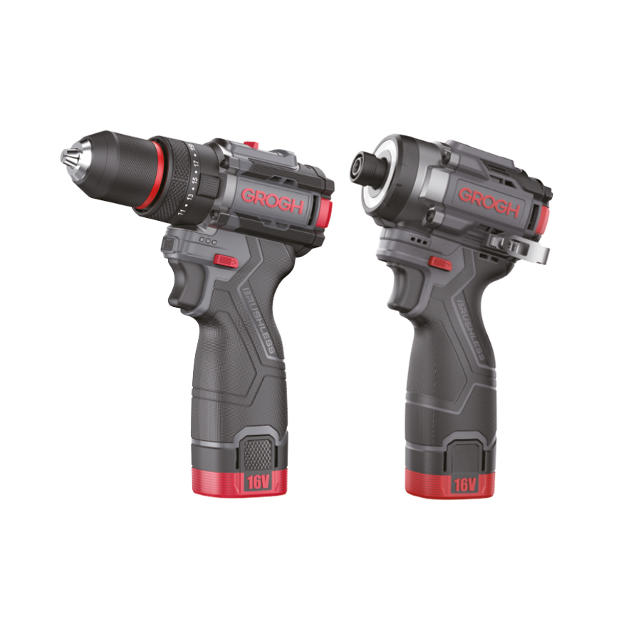 GROGH 16V 2'Lİ AKÜLÜ COMBO SET2 DARBELİ MATKAP / TORKLU VİDALAMA 16V 2X2.0AH