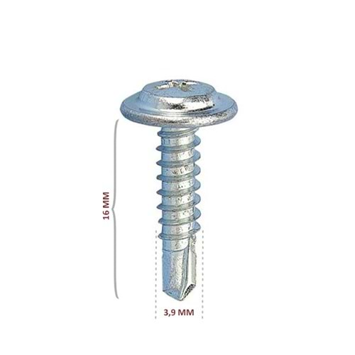 3,9*16R RYSB PUL BAŞLI MATKAP UÇLU VİDA