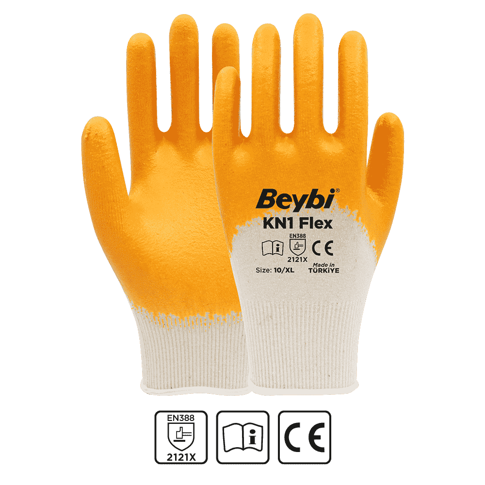 BEYBİ KN1FLEX NİTRİL ELDİVEN SARI NO:10