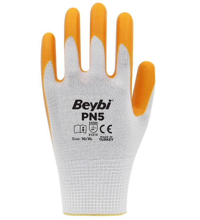BEYBİ PN5 NİTRİL ELDİVEN SARI-BEYAZ NO:9