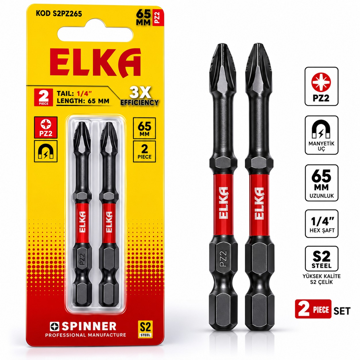 ELKA TORSİYON YILDIZ UÇ PZ2 65 MM 2'Lİ