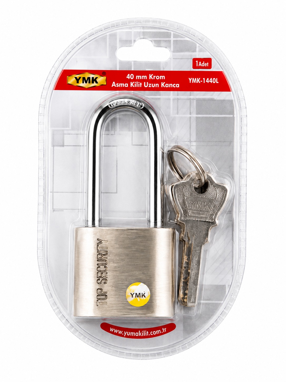 YMK KROM UZUN ASMA KİLİT BLİSTERLİ 50MM