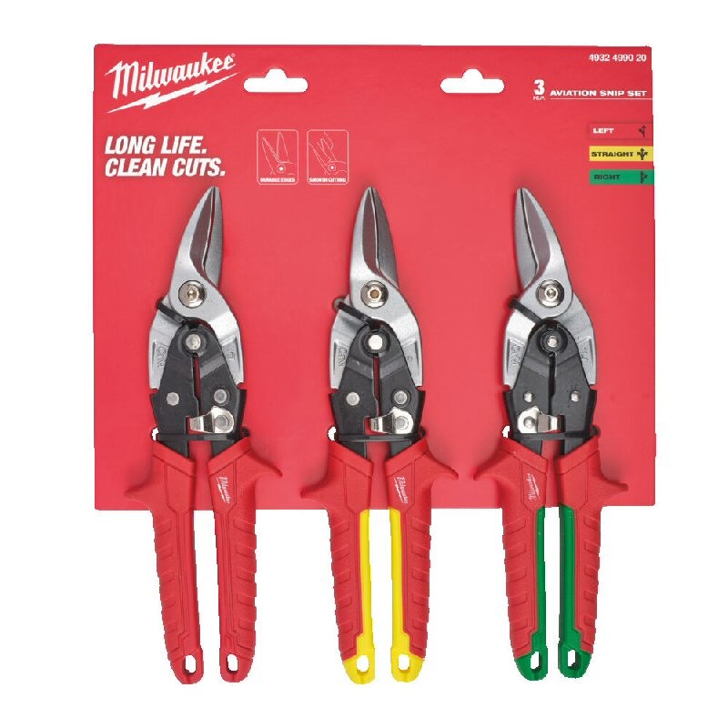 MILWAUKEE KAPORTACI MAKASI 3'LÜ SET ( SAĞ-SOL-DÜZ )